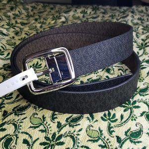 Michael Kors Black/Brown Silver Buckle Reversible Belt, XL, NWT